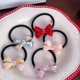 DAIIIBABYY  -  Korean New Cute 4.5cm Stereoscopic Bow Hair Tie Hair Clip For Sweet Girls Rhinestones Acetate Hair Rope Duckbill Clip