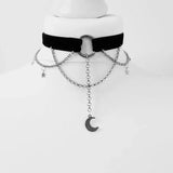 DAIIIBABYYY  -  Goth Dainty Chain Crescent Moon and Stars Sparkle Choker Witch Necklace Silver Colour Pendant Punk Jewelry Women Gift Gothic New