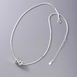 Daiiibabyyy S925 Sterling Silver Snake Bone Chain Colored Zircon Garland Rainbow Pendant Necklaces For Women Round Circle Charm Fine Jewelry