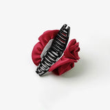 Daiiibabyyy Elegant Vintage Satin Colour Rose Flower Hair Claw  Ponytail Holder Hair Clip Hairpin Women Girl Barrettes Hair Accessories