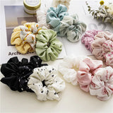 DAIIIBABYYY  -  Wholesale Korean New FLoral Pure Colorful Elastic Scrunchie Fashion 3PC/Set Women's Chiffon Hair Band Hair Accessories