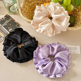 DAIIIBABYYYY  -  Ballet Style Pleated Scrunchies College Student Oversized Hair Tie Ropes Sweet White Black Hairband Purple Rubber Band Headwear