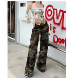 DAIIIBABYYY  -  Camouflage Jeans Women Y2K Vintage Embroidery High Waisted Jeans Straight Streetwear Casual Loose Large Wide Leg Denim Pants