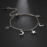 DAIIIBABYYY  -  Bohemian Moon Star Charm Bracelets Men Women Girls Stainless Steel Hand Bracelet Fashion Jewelry Gift for Friends Mother