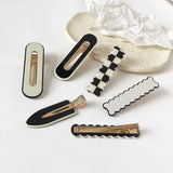 Daiiibabyyy 2/4/6Pcs Hairpin Women Checkerboard Plaid Hair Clip Korean Trend Acrylic Bangs Broken Hairpin Duckbill Girl Hair Accessories