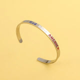 DAIIIBABYYY  -  God Bless America Bangle Stainless Steel Carvings Letter Bracelets for Women Jewelry Accessories