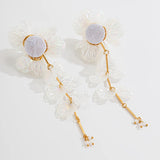 DAIIIBABYYY  -  Elegant Colorful White Scallop Flowers Pendant Earrings for Women Exaggerated Long Drop Earrings Party Dinner Jewelry