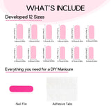 DAIIIBABYYYY  -  24pcs European Long Ballet Fake Nail Patches with Leopard print Press on Nails Full Cover Wearable French Pink False Nail Tips