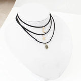 Daiiibabyyy Multi-layer Suede Necklace Fashion Simple Star Moon Shape Choker Necklace Women Exaggerated Collar  Necklaces