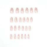 Daiiibabyyy 24press on Nail White Shading Lines The Magic Mirror Pink Special Nail Plate Free Tools Full Nail Tips  Short Press on Nails