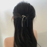 DAIIIBABYYY  -  Korean Hair Accessories Metal Bow U Shape Hair Pins For Women Girls Silver Gold Color Hairwear Simple Fashion Hair Sticks Gifts