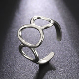 DAIIIBABYYY  -  Hollow Oval Stainless Steel Adjustable Open Ring Women's Fashion Minimalist Valentine's Day Gift Jewelry New 2024