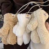 DAIIIBABYYY  -  Cute Bear Plush Warm Gloves Soft Winter Thick Fingerless Mittens Outdoor Riding Mittens With Rope Korean Warmer Hand Guards 2024