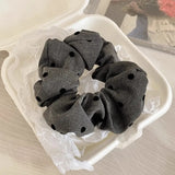 DAIIIBABYYYY  -  2024 New Polka Dot Hair Ties Rope Women Large Size Heart Bowknot Printed Scrunchies Grey Black Hairband Ponytail Holder Headwear