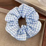 DAIIIBABYYY  -  2024 Sea Blue Polka Dot Scrunchies Fashion Gilrs Floral Plaid Large Intestine Hair Ties Ropes Women Sweet Versatile Rubber Bands