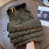 DAIIIBABYYY  -  Leopard Print Womens Jeans High Waist Vintage Straight Baggy Denim Pants Street Hottie Y2K American Style Wide Leg Denim Trouser