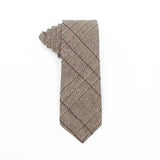 DAIIIBABYYYY  -  Cotton Linen Brown Ties For Men Formal Dress 7cm British Casual Necktie Striped Plaid Cravat Women College Style Shirt Neckwear