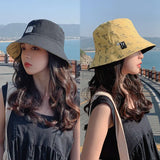 Daiiibabyyy Summer Korean Version Of The Trendy Fisherman Hat Women's Sunscreen UV Protection Sun Hat Japanese All-Match Double-Sided Sunhat