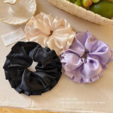 DAIIIBABYYYY  -  Ballet Style Pleated Scrunchies College Student Oversized Hair Tie Ropes Sweet White Black Hairband Purple Rubber Band Headwear