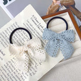 DAIIIBABYYY  -  2Pcs Sweet White Lace Bowknot Hair Clips for Baby Girls Boutique Bows Hairpins Barrettes Rubber Band Headwear Hair Accessories