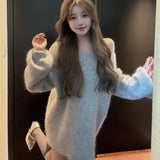 DAIIIBABYYY  -  Oversized Knitted Sweater Women Bow Backless Autumn Winter O Neck Sexy Fashion Pullover Female Sweet Jumper Casual Chic Top