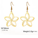 DAIIIBABYYY  -  Five petal Flower Pendant Stainless Steel Earrings For Women's Fashion Vintage Elegant Bohemian Summer Jewelry Gifts