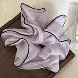 DAIIIBABYYY  -  Spring And Summer New High Grade Floral Ponytail Gauze Headdress For Sweet Girls  Satin Pleated High Stretch Hair Accessories