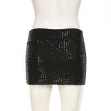 DAIIIBABYYY  -  Sequin Black Mini Skirt Cute Sexy Dress Y2K Streetwear 2024 Women Winter Clothes High Waist Pencil Short Bubble Pleated Skirts