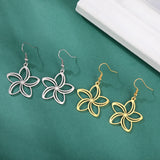 DAIIIBABYYY  -  Five petal Flower Pendant Stainless Steel Earrings For Women's Fashion Vintage Elegant Bohemian Summer Jewelry Gifts