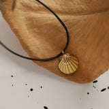 Daiiibabyyy Gold Color Stainless Steel Shell Pendant Necklaces for Women Sea Snail Shell Starfish Coconut Palm Waterproof Holiday Jewelry