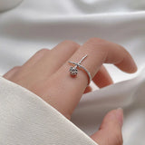 Daiiibabyyy 925 Sterling Silver Rings Flower Rose Opening Ring For Girl Cherry Blossom Adjustable Finger Ring Wedding Fine Jewelry wholesale