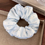 DAIIIBABYYY  -  2024 Sea Blue Polka Dot Scrunchies Fashion Gilrs Floral Plaid Large Intestine Hair Ties Ropes Women Sweet Versatile Rubber Bands