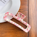 DAIIIBABYY  -  Korean Geometric Hollow-out 12.8CM Rectangular Grab Clip Simple Fashion Printing Plastic High Ponytail Large Shark Clip Female