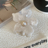 DAIIIBABYYY  -  French Pearl Flower Grab Clip Simple Sweet Acetic Acid  Shark Clip For Girls Top Clip Ponytail Clip Hair Accessories