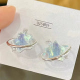 DAIIIBABYYY  -  New Temperament Blue Star Surround Acrylic Resin Stud Earrings for Women Girls Charm Five-pointed Star Crystal Jewelry Wholesale