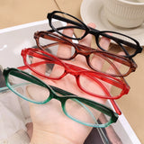 DAIIIBABYYY  -  2024 Girls Y2K Red Green Frame Glass Retro Oval Glasses Eyewear Decorative Computer Anti-blue Eyeglasses with Seaside Driving