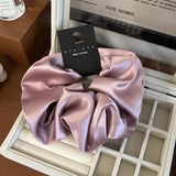 DAIIIBABYYY  -  12cm Diameter Oversized Scrunchies Satin Fabric Solid White Pink Black Rubber Bands Girls Elegant Ponytail Holder Hair Ties Rope