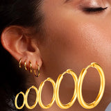 Daiiibabyyy 2PC/Set Stainless Steel Hoop Earrings for Women Men Simple Small Gold Color Earring Cartilage Piercing Jewelry Aretes De Mujer