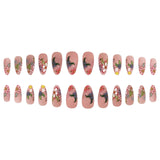 DAIIIBABYYY  -  24pcs Spring/Summer Flowers Fake Nail Colorful flower Pattern False Nails Full Cover Wearable Sweet Korean Almond Press On Nails