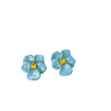 DAIIIBABYYY  -  Korea Sweet Blue Oil Dripping Flower Stud Earrings for Women Vintage Crystal Enamel Temperament Earrings Wedding Jewelry Gifts