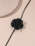 Daiiibabyyy Rose Flower Clavicle Chain Necklace for Women 4 Colors Gothic Ladies Korean Fashion Adjustable Sexy Rope Choker Y2K Accessories