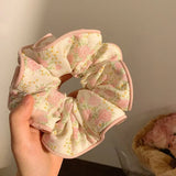 DAIIIBABYYY  -  Elastic Scrunchies Women Flower Hair Band Vintage Ponytail Holder Floral Hair Tie Fashion Hair Rubber Bands Hair Accessories