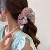 DAIIIBABYYY  -  Elastic Scrunchies Women Flower Hair Band Vintage Ponytail Holder Floral Hair Tie Fashion Hair Rubber Bands Hair Accessories