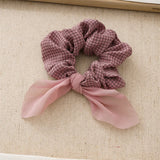 DAIIIBABYYY  -  Korean New Sweet Cute Colorful Check Fabric Elastic Scrunchie High-grade Handmade Bow Hair Accessories Horsetail Hair Rope