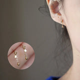 Daiiibabyyy Cute Star Beads Tassel Stud Earrings Women Gold Plated Small Fresh Jewelry Zircon Earrings