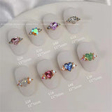 Daiiibabyyy 5pcs Alloy Nail Art Rhinestone 3D Aurora Stone Luxury Nail Art Charms Ring Shape For Nail Manicure Jewelry Korean Fashion