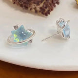 DAIIIBABYYY  -  New Temperament Blue Star Surround Acrylic Resin Stud Earrings for Women Girls Charm Five-pointed Star Crystal Jewelry Wholesale