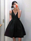 Daiiibabyyy black dress women V-neck sleevless sexy women dress knee length Y2k party dress black little dress elegant women