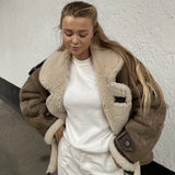 DAIIIBABYYY  -  Warm Thicken Women Faux Lambswool Loose Jacket 2024 Winter Long Sleeve Faux Suede Coat Female Oversize Top Fluffy Outerwear