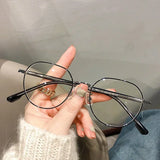 DAIIIBABYYY  -  Fashion Metal Polygons Anti Blue Light Glasses Women Men Vintage Computer Eye Protection Eyeglasses Round Plain Spectacles